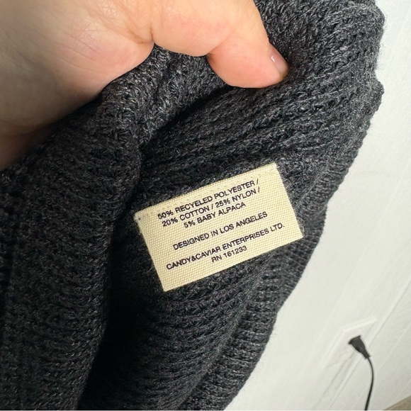 NWT Candy & Caviar micro waffle Henley long sleeve charcoal grey size large - Picture 10 of 10